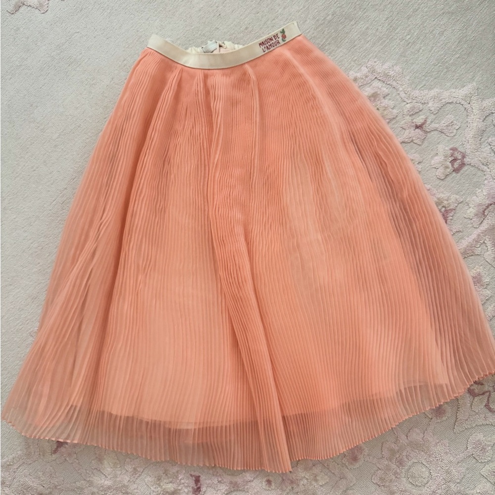 Gucci Kids Peach Pleated Skirt